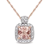 Julianna B 10K Rose Gold Morganite & 0.10CTW Diamond Pendant with Chain