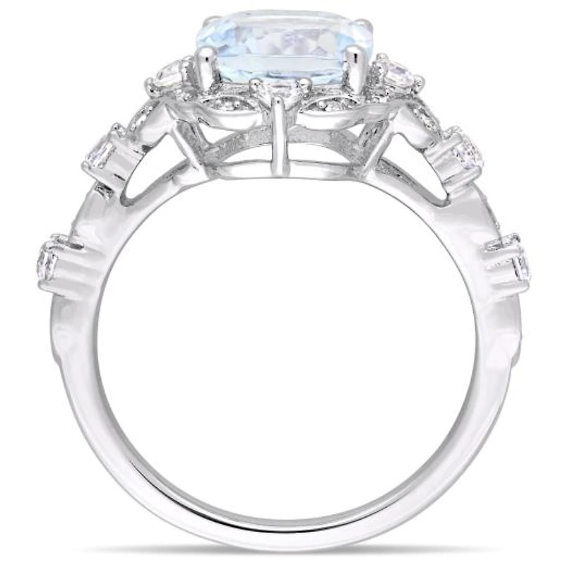 Julianna B 14K White Gold Aquamarine White Sapphire & Diamond Ring