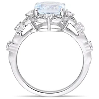 Julianna B 14K White Gold Aquamarine White Sapphire & Diamond Ring