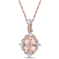 Julianna B 10K Rose Gold Morganite White Sapphire & Diamond Accent Drop Pendant