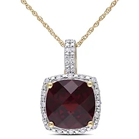 Julianna B 10K Yellow Gold Garnet & Diamond Pendant with Chain