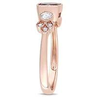 Julianna B 10K Rose Gold Garnet White Topaz & 0.03CTW Diamond Fashion Ring