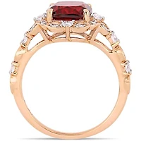 Julianna B 14K Rose Gold Garnet & 0.06CTW Diamond Fashion Ring