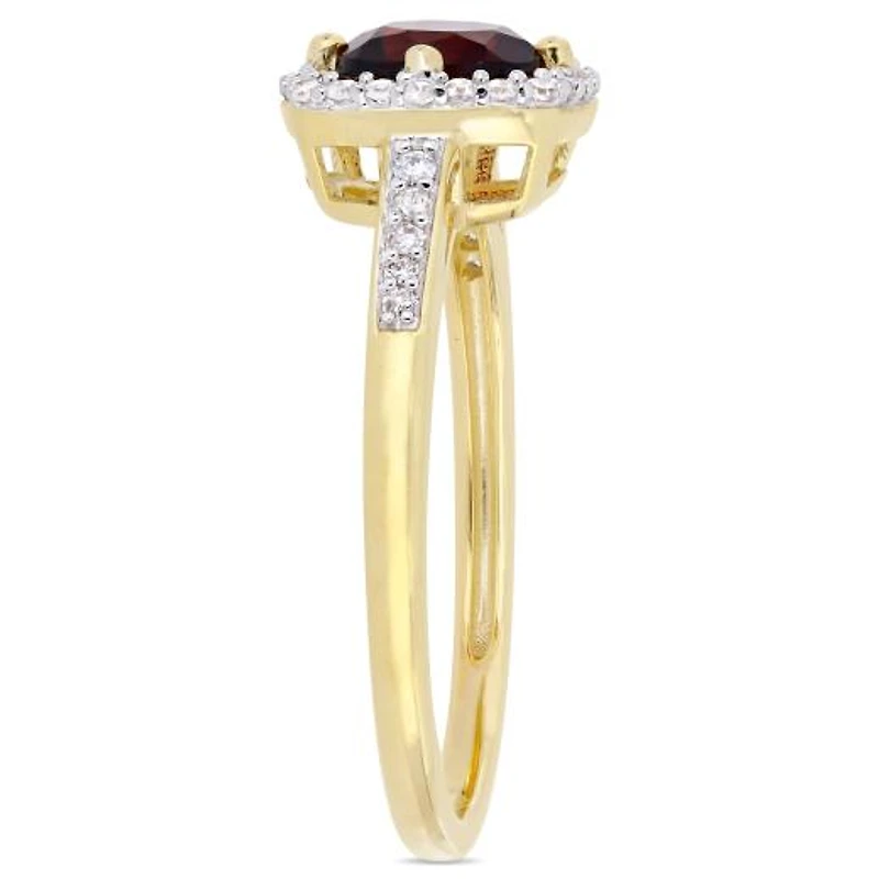 Julianna B 10K Yellow Gold Garnet & 0.14CTW Diamond Fashion Ring