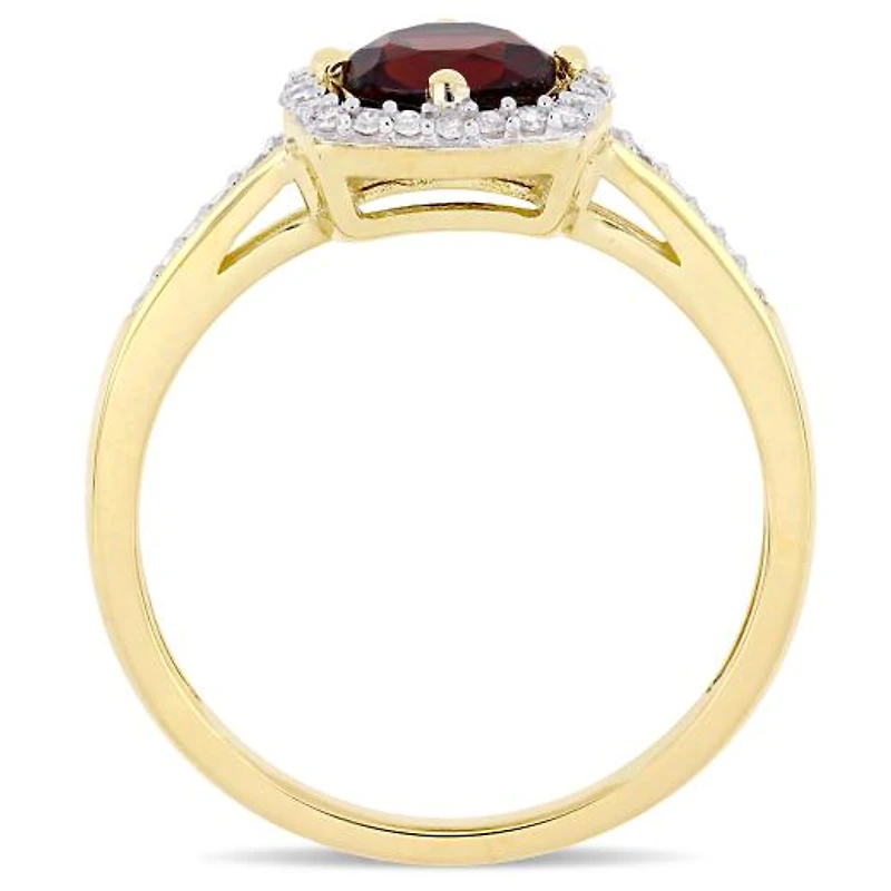 Julianna B 10K Yellow Gold Garnet & 0.14CTW Diamond Fashion Ring
