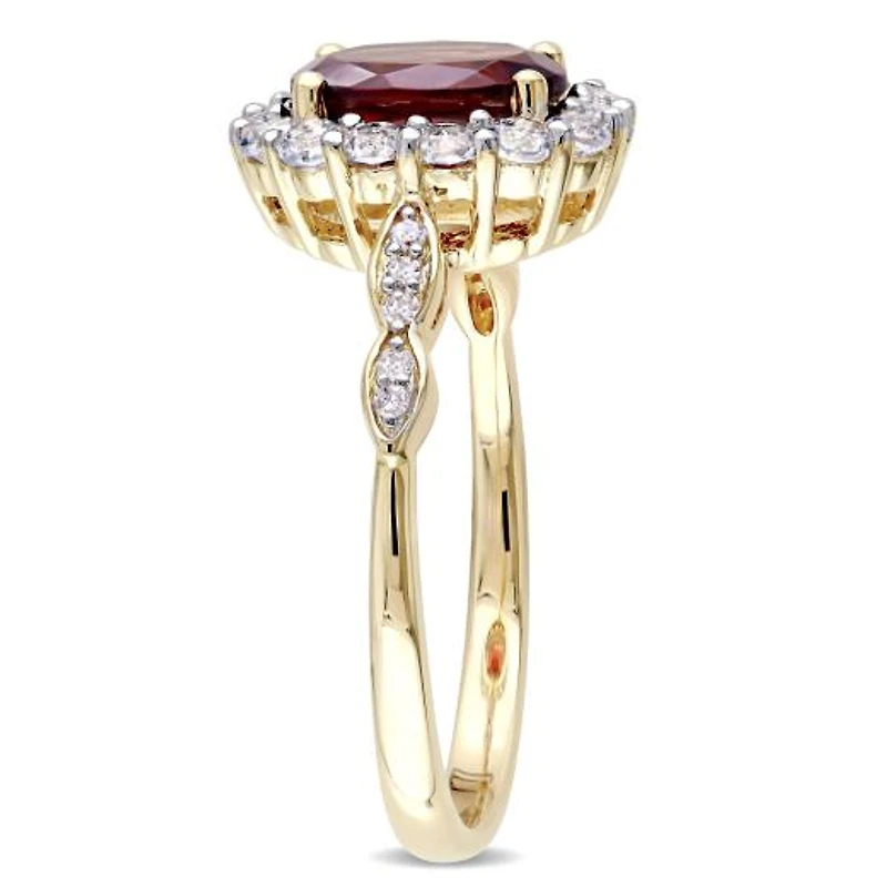 Julianna B 14K Yellow Gold Garnet White Topaz & 0.05CTW Diamond Fashion Ring