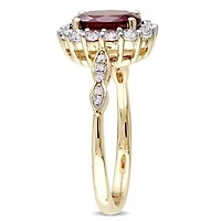 Julianna B 14K Yellow Gold Garnet White Topaz & 0.05CTW Diamond Fashion Ring