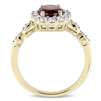 Julianna B 14K Yellow Gold Garnet White Topaz & 0.05CTW Diamond Fashion Ring