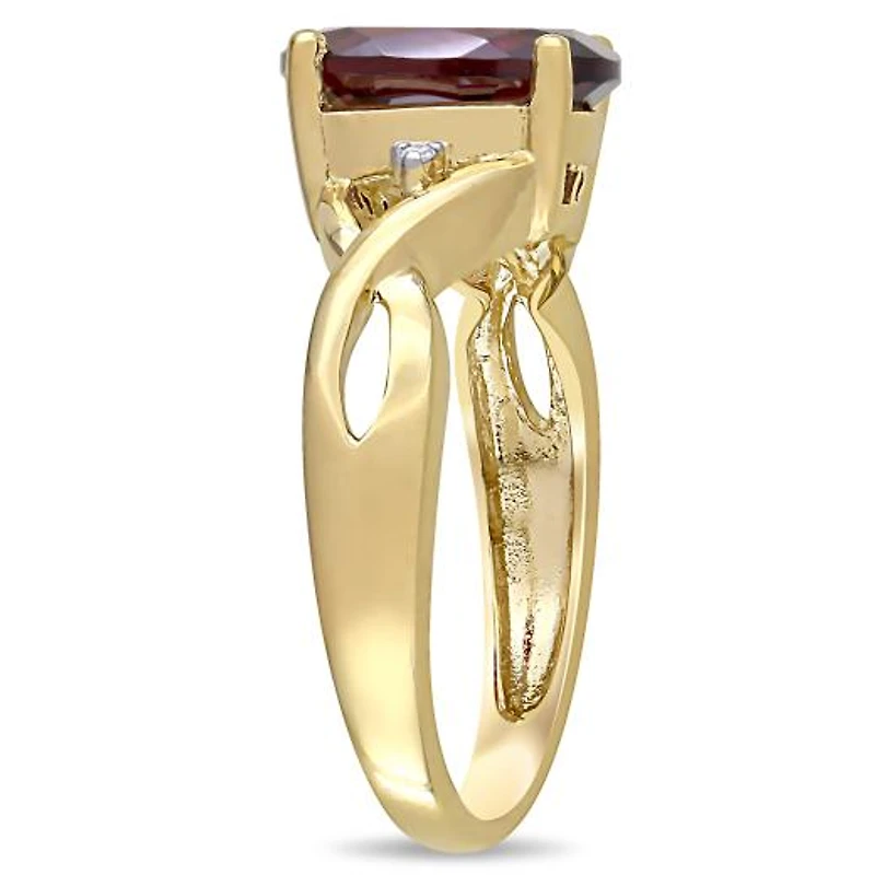 Julianna B 10K Yellow Gold Garnet & 0.01CTW Diamond Fashion Ring