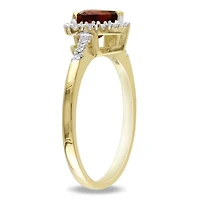 Julianna B 10K Yellow Gold Garnet & 0.10CTW Diamond Heart Ring