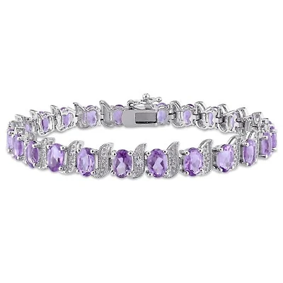 Julianna B Sterling Silver Amethyst & Diamond Bracelet