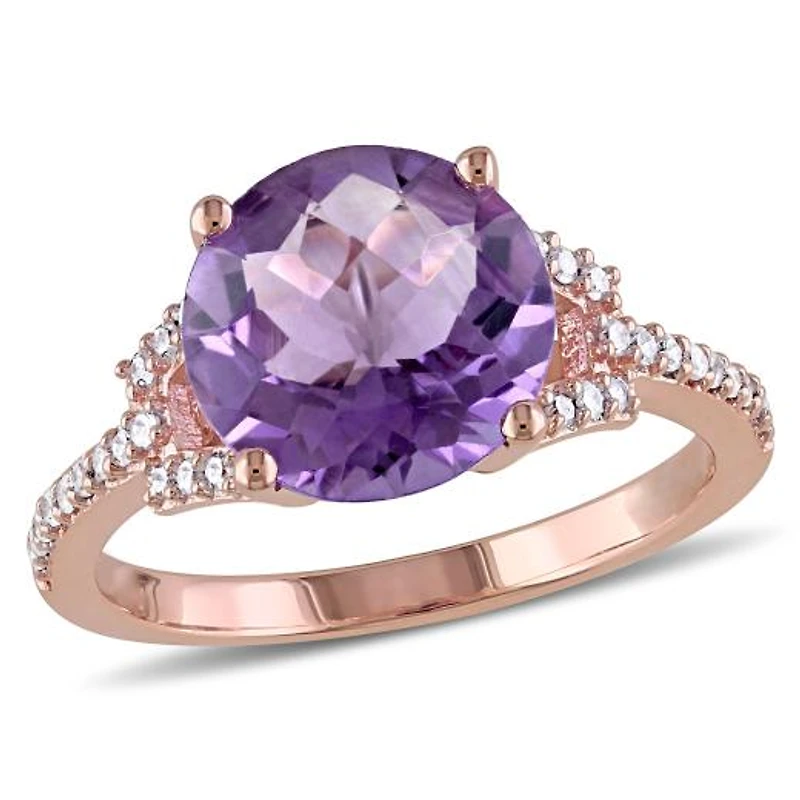 Julianna B 10K Rose Gold Amethyst & 0.15CTW Diamond Fashion Ring