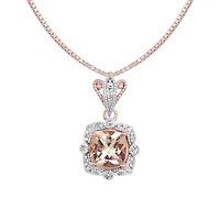 10K Rose Gold Morganite & Diamond Pendant with Chain