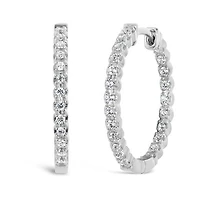 10K White Gold 0.50CTW Diamond Hoop Earrings