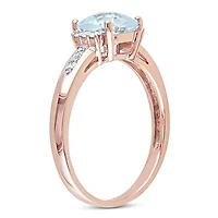 Julianna B 10K Rose Gold Aquamarine & 0.05CTW Diamond Fashion Ring