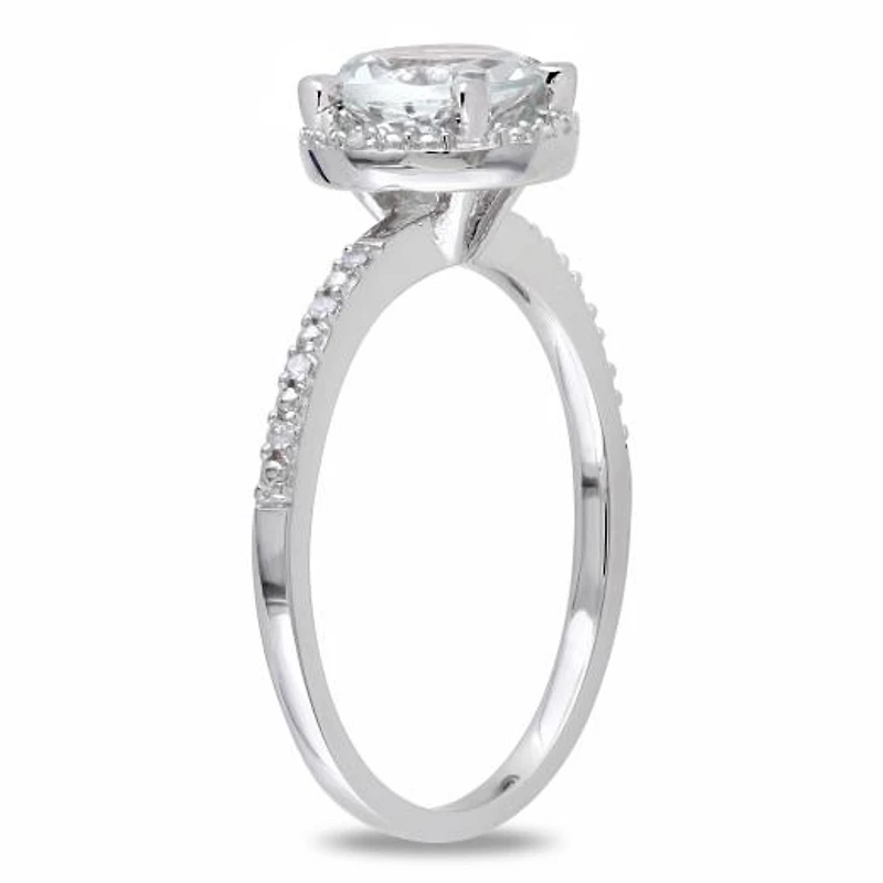 Julianna B Sterling Silver Aquamarine & 0.05CTW Diamond Fashion Ring