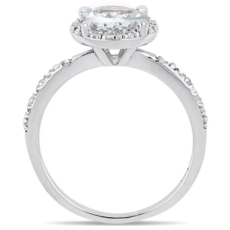 Julianna B Sterling Silver Aquamarine & 0.05CTW Diamond Fashion Ring