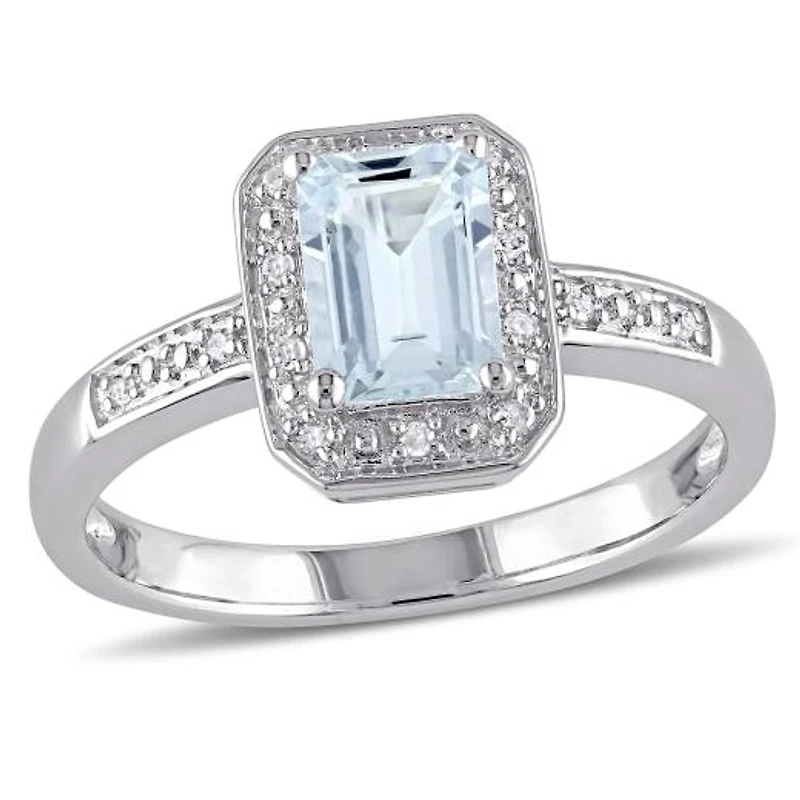 Julianna B Sterling Silver Aquamarine & 0.06CTW Diamond Fashion Ring