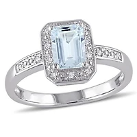 Julianna B Sterling Silver Aquamarine & 0.06CTW Diamond Fashion Ring
