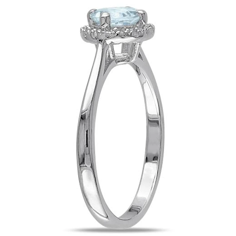 Julianna B Sterling Silver Aquamarine & 0.10CT Diamond Fashion Ring