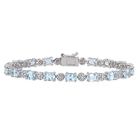 Julianna B Sterling Silver Aquamarine & Diamond Bracelet
