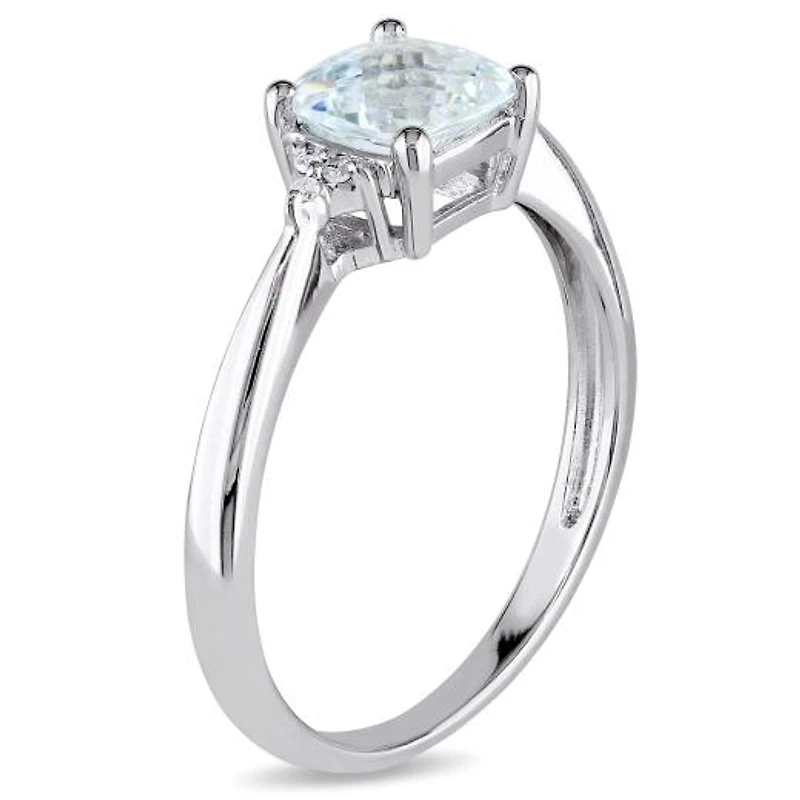 Julianna B 10K White Gold Aquamarine & 0.02CTW Diamond Fashion Ring