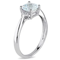 Julianna B 10K White Gold Aquamarine & 0.02CTW Diamond Fashion Ring