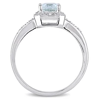 Julianna B 10K White Gold Aquamarine & 0.06CTW Diamond Fashion Ring