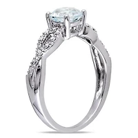 Julianna B 10K White Gold Aquamarine & 0.08CTW Diamond Fashion Ring