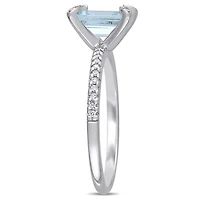 Julianna B 14K White Gold Aquamarine & 0.10CTW Diamond Fashion Ring