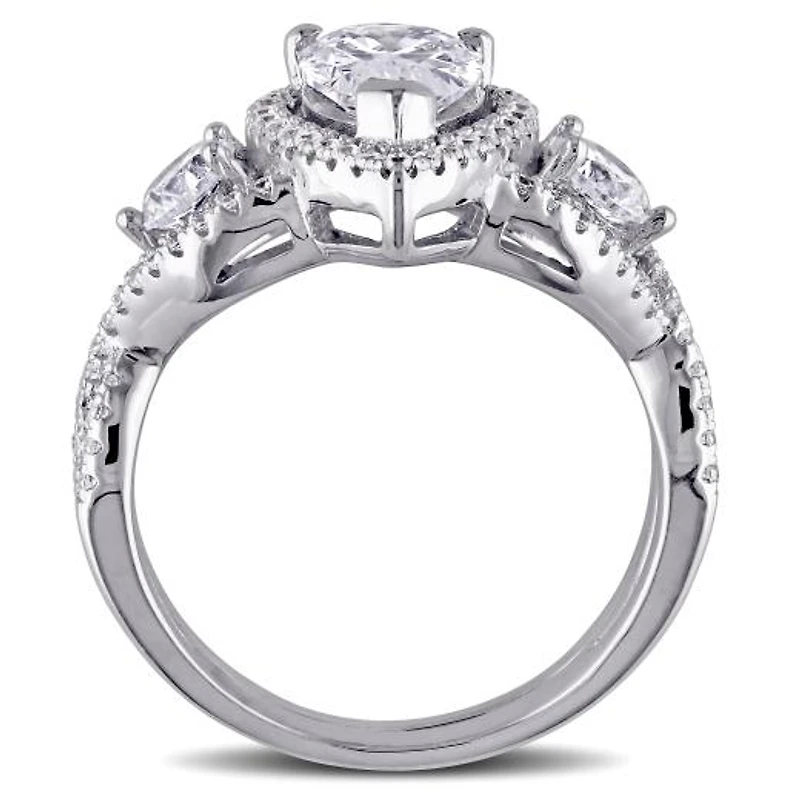 Julianna B Sterling Silver Halo Pear Shaped Cubic Zirconia Bridal Set