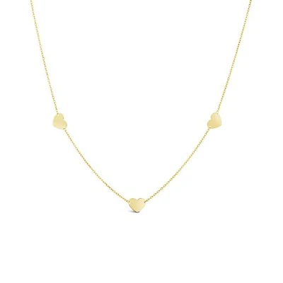 10K Yellow Gold Hearts Necklace