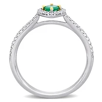 Julianna B 14K White & Yellow Gold Emerald & Diamond Fashion Ring