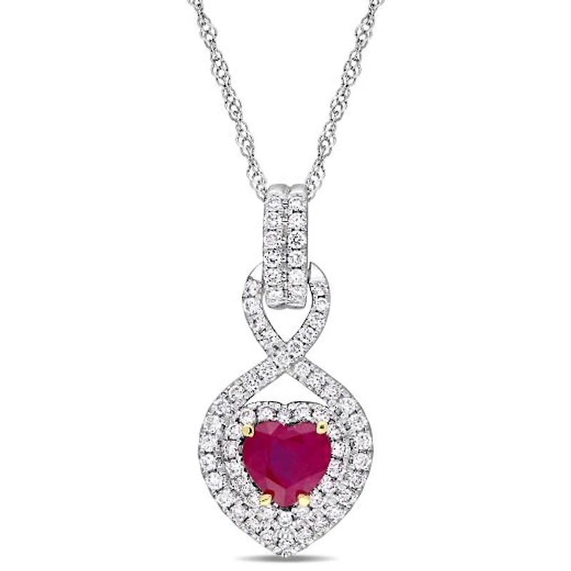 Julianna B 14K White & Yellow Gold Ruby & 0.30CTW Diamond Infinity Pendant