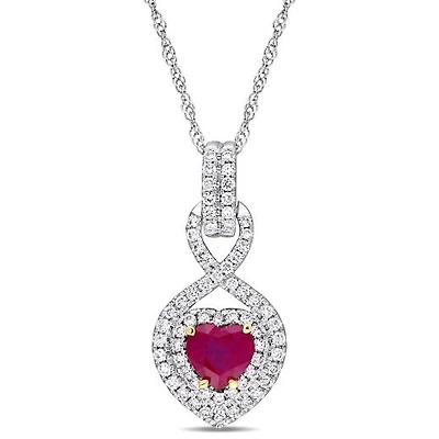 Julianna B 14K White & Yellow Gold Ruby & 0.30CTW Diamond Infinity Pendant