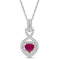 Julianna B 14K White & Yellow Gold Ruby & 0.30CTW Diamond Infinity Pendant