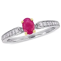 Julianna B 10K White Gold Ruby & Diamond Ring