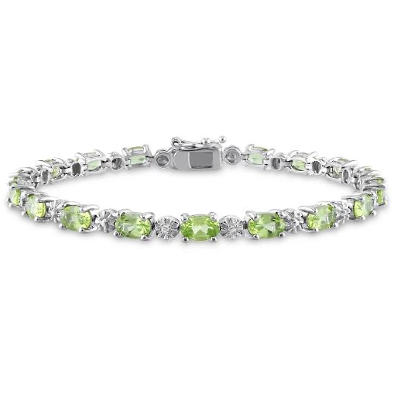 Julianna B Sterling Silver Peridot & Diamond 7.25" Bracelet
