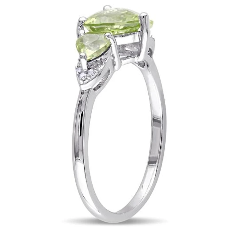 Julianna B Sterling Silver Peridot & 0.02CTW Diamond Fashion Ring