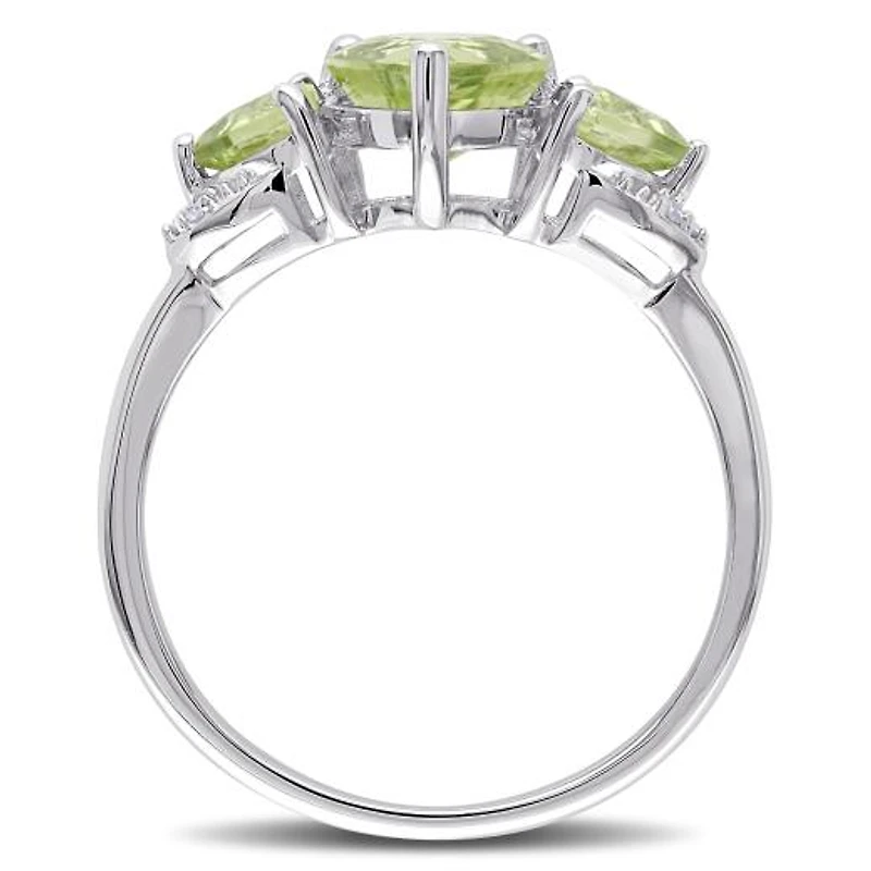 Julianna B Sterling Silver Peridot & 0.02CTW Diamond Fashion Ring