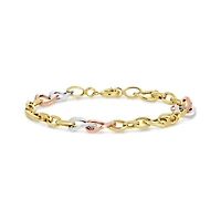 10K Yellow Gold White Gold and Rose Gold Multi Links Bracelet