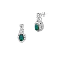 Sterling Silver Created Emerald & Created White Sapphire Earrings