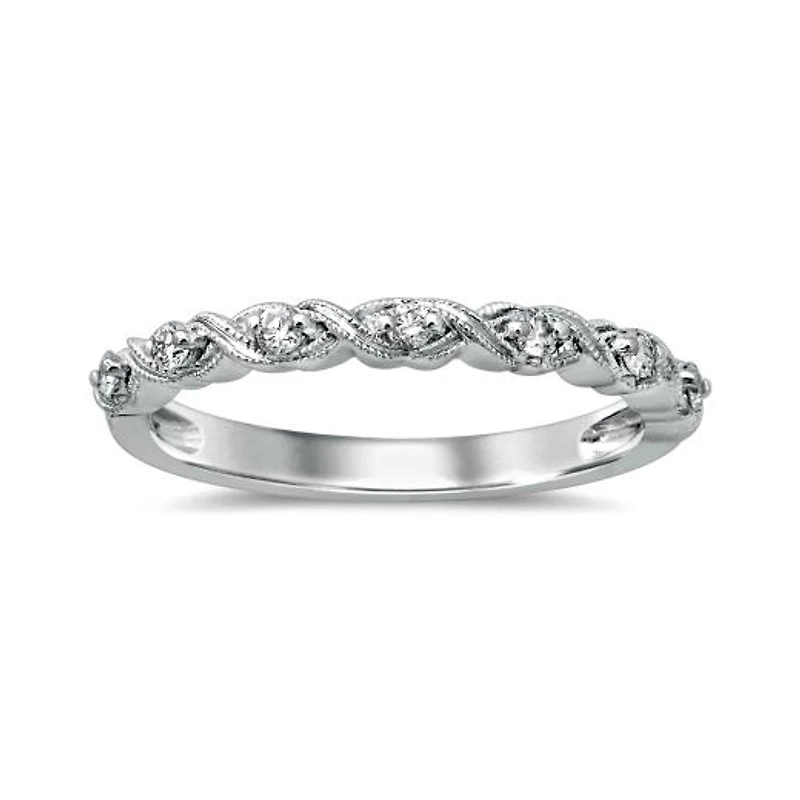 10K White Gold Diamond Stackable Ring