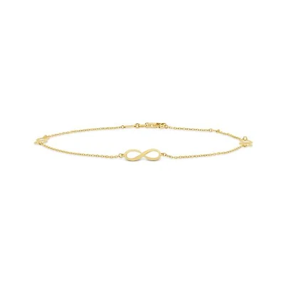 10K Yellow Gold 9+1" Infinity Anklet