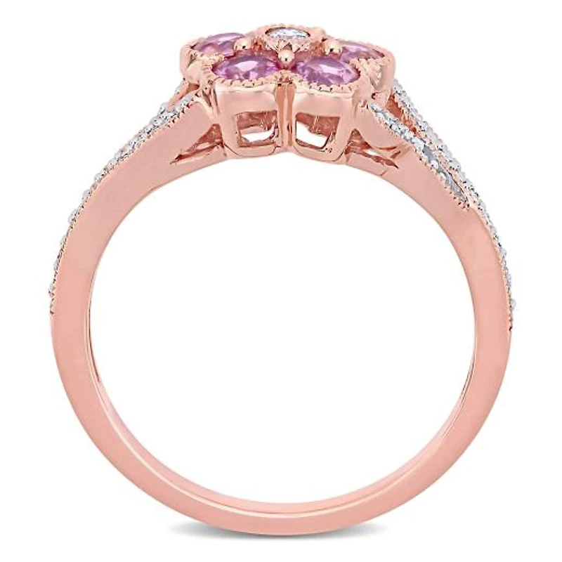 Julianna B 10K Rose Gold Pink Sapphire & 0.16CTW Diamond Fashion Ring