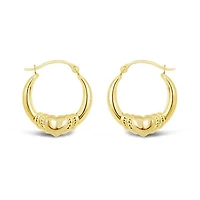 10K Yellow Gold Heart Creole Earrings