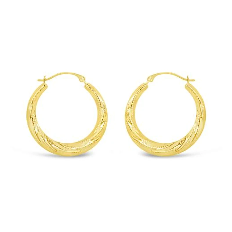 10K Yellow Gold Round Creole Earrings