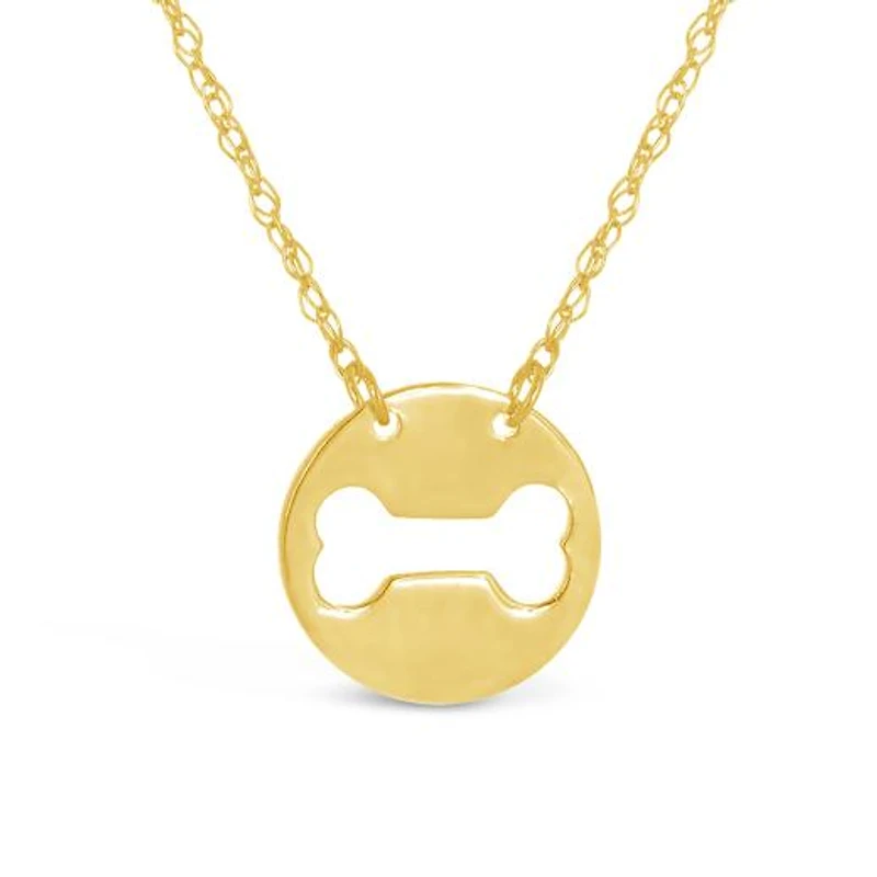 10K Yellow Gold 18" Cut Out Bone Disc