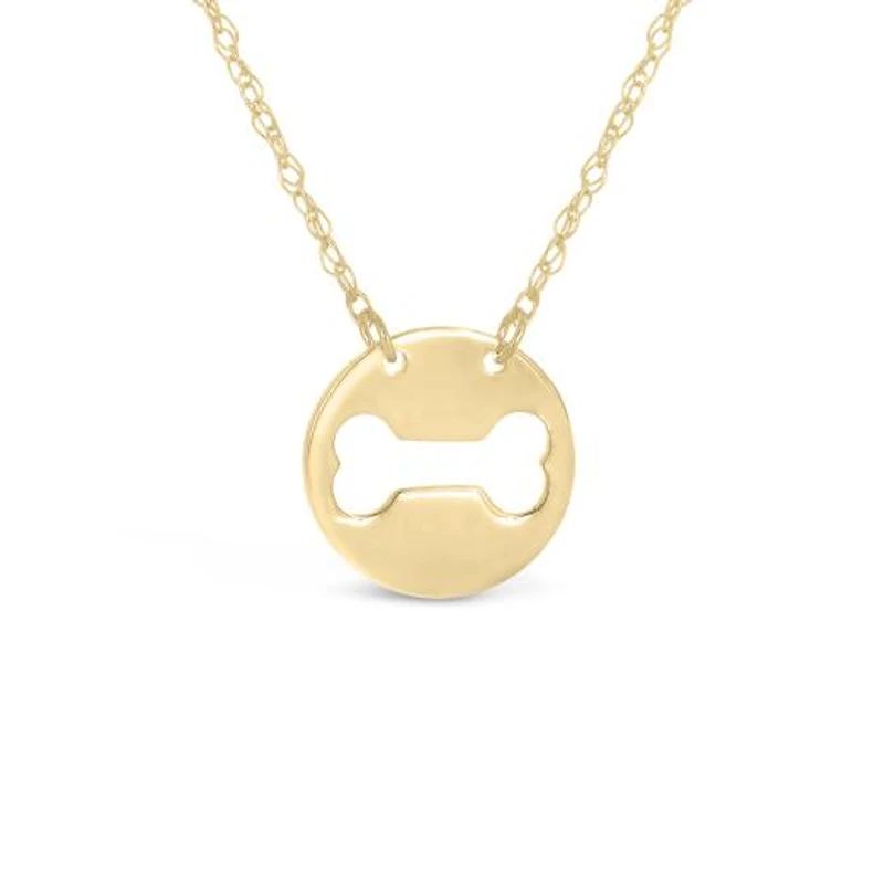 10K Yellow Gold 18" Cut Out Bone Disc