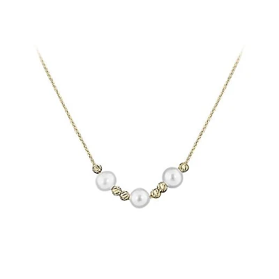 10K Yellow Gold Adjustable Pearl Necklace
